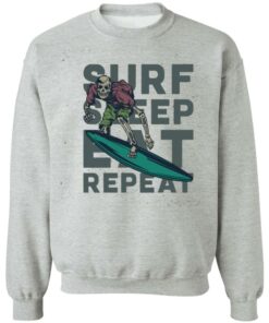 Skeleton surf sleep eat repeat shirt 7