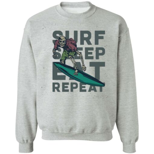 Skeleton surf sleep eat repeat shirt