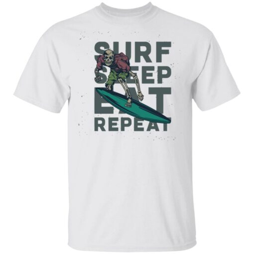 Skeleton surf sleep eat repeat shirt