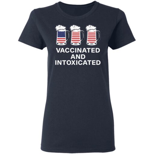 Vaccinated and intoxicated America flag beer shirt