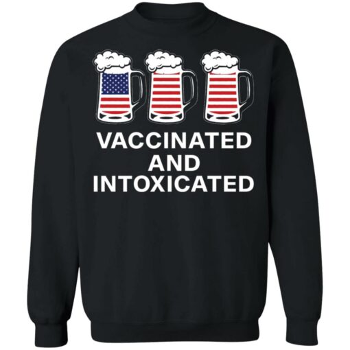 Vaccinated and intoxicated America flag beer shirt