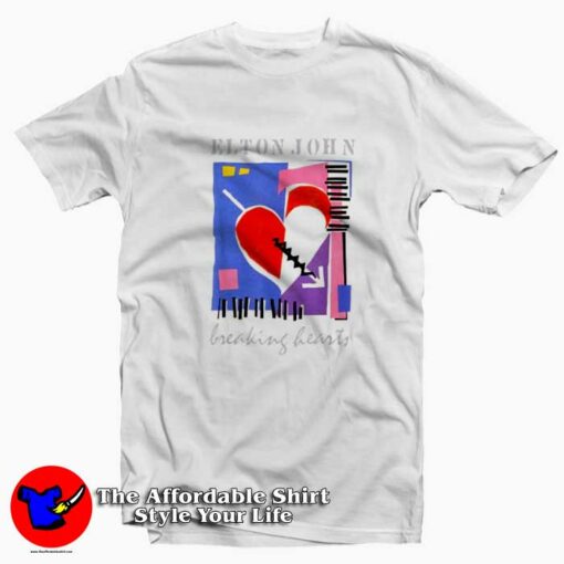 Elton John Official Breaking Hearts Retro Tour T-shirt On Sale