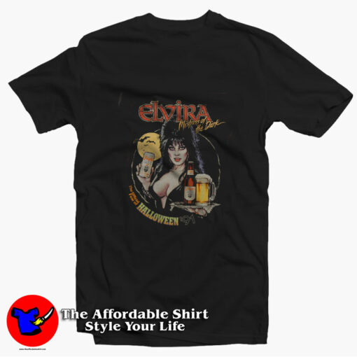 Elvira Mistress of The Dark Fright Light Vintage T-shirt On Sale