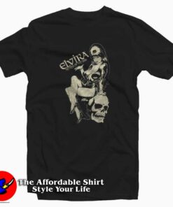 Elvira Mistress of the Dark Comic Skull Unisex T-shirt On Sale Elvira Mistress of the Dark Comic Skull Unisex T-shirt On Sale