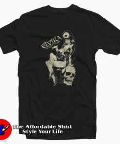 Elvira Mistress of the Dark Comic Skull Unisex T-shirt On Sale Elvira Mistress of the Dark Comic Skull Unisex T-shirt On Sale