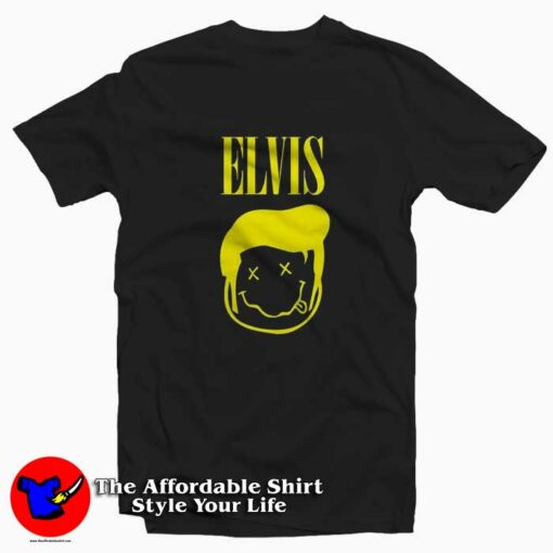 Elvis Presley Funny Parody Nirvana Logo T-shirt On Sale