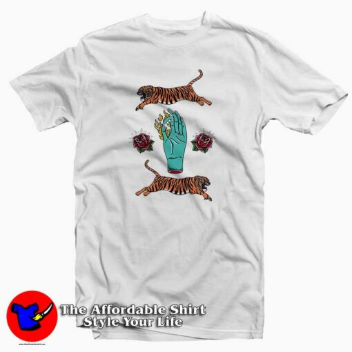 Fire Hoop Tiger Tee Shirt