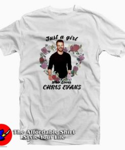 Flowers Heart Just a girl who loves Chris Evans T-shirt On Sale Flowers Heart Just a girl who loves Chris Evans T-shirt On Sale