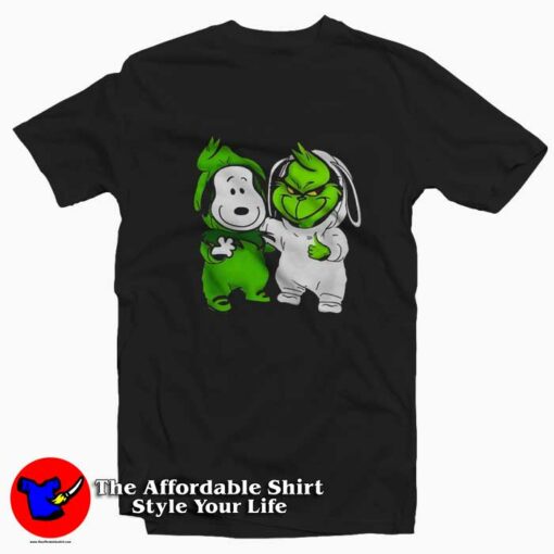 Funny Baby Snoopy and baby Grinch T-shirt On Sale