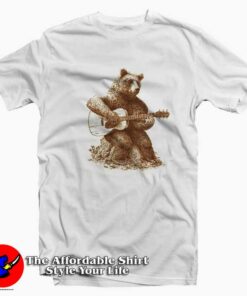 Funny Bear Playing Guitar Graphic Unisex T-shirt On Sale Funny Bear Playing Guitar Graphic Unisex T-shirt On Sale