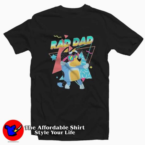 Funny Bluey Rad Dad Cartoon Graphic Unisex T-Shirt On Sale