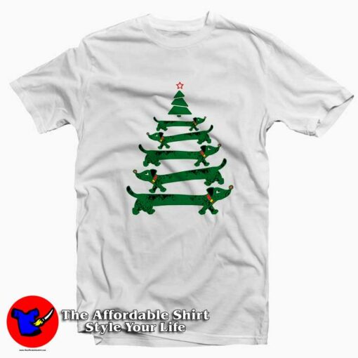 Funny Dachshund Christmas Tree Unisex T-shirt On Sale