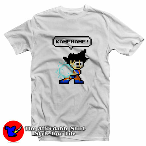 Funny Dragon Ball 8-bit Goku Kamehame T-Shirt On Sale