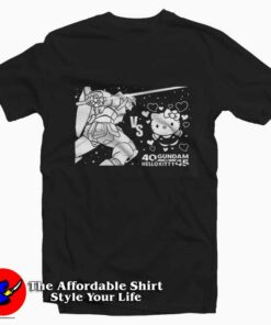 Funny Gundam vs Hello Kitty Unisex T-shirt On Sale Funny Gundam vs Hello Kitty Unisex T-shirt On Sale