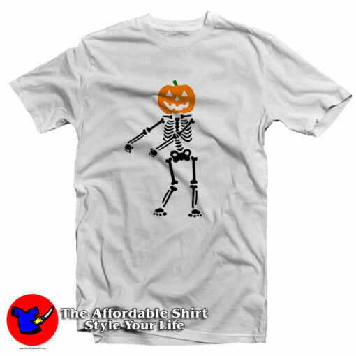 Funny Halloween Skeleton Pumpkin Unisex T-Shirt On Sale