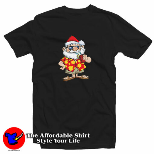 Funny Hawaiian Xmas Summer Santa T-Shirt