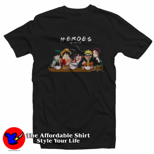 Funny Japan Anime Heroes Friend Parody T-Shirt On Sale