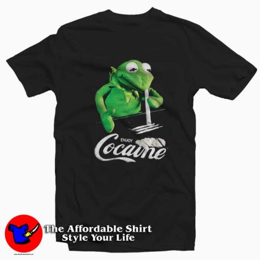 Funny Kermit The Frog Enjoy Cocaine Graphic T-Shirt On Sale