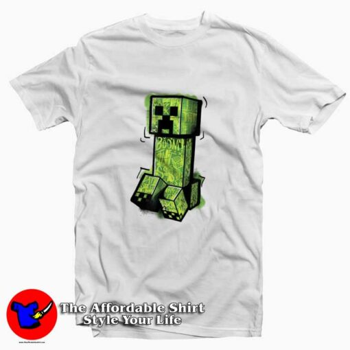 Funny Minecraft Creeper Graffiti Sit Graphic T-Shirt On Sale