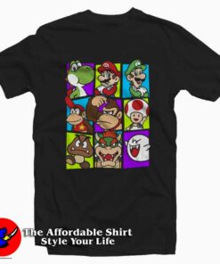 Funny Nintendo Super Mario Cast Graphic T-Shirt On Sale Funny Nintendo Super Mario Cast Graphic T-Shirt On Sale