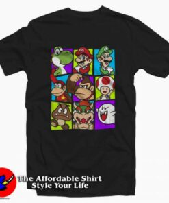 Funny Nintendo Super Mario Cast Graphic T-Shirt On Sale Funny Nintendo Super Mario Cast Graphic T-Shirt On Sale