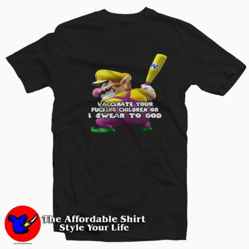 Funny Parody Pro Vaccination Wario Unisex T-shirt On Sale