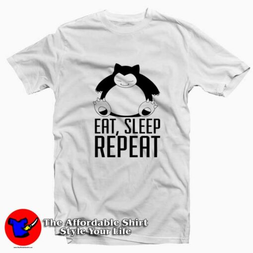 Funny Pokemon Snorlax Eat Sleep Repeat T-shirt On Sale