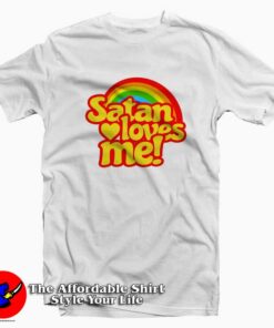 Funny Satan Loves Me Rainbow Unisex T-shirt On Sale