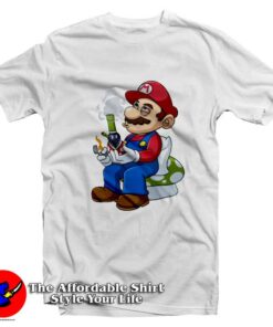 Funny Super Mario Smoking Graphic T-shirt On Sale Funny Super Mario Smoking Graphic T-shirt On Sale