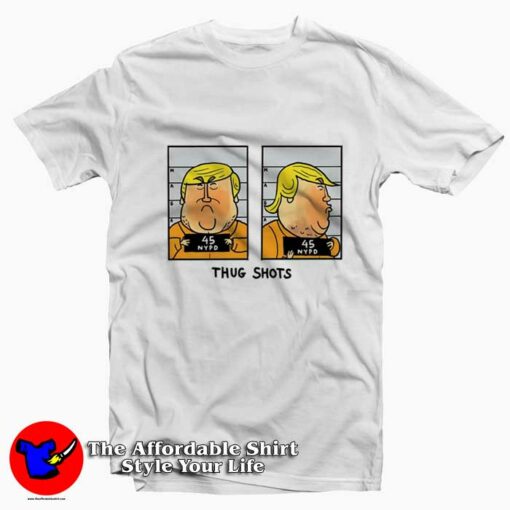 Funny Trump Not Guilty Mugshot Graphic T-Shirt On Sale