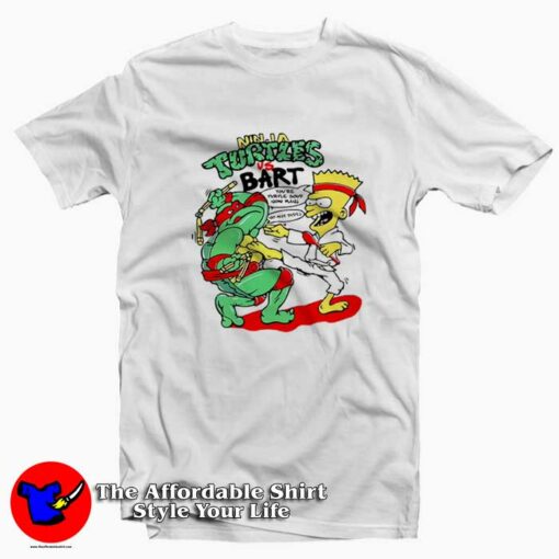 Funny Turtles Ninja Raphael vs Bart Simpson T-shirt On Sale