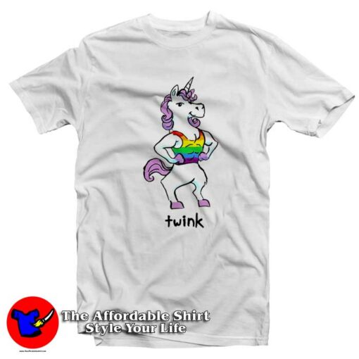 Funny Unicorn Twink Rainbow Gay Pride T-shirt On Sale