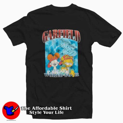 Garfield Hate Mondays World Tour Graphic T-Shirt On Sale