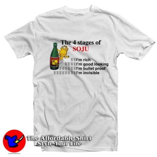 Garfield The 4 Stages Of Soju Graphic T-Shirt On Sale