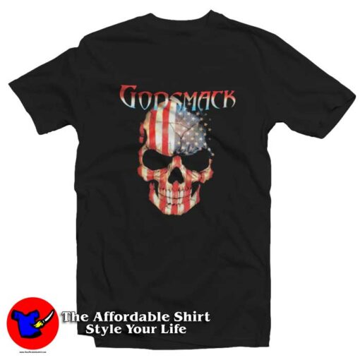 Godsmack Skull Band American Flag Graphic T-Shirt On Sale