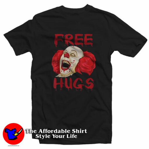 Halloween Free Hugs Clown Evil Killer Graphic T-Shirt On Sale