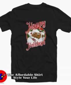Happy Holidays African American Santa Claus T-shirt On Sale