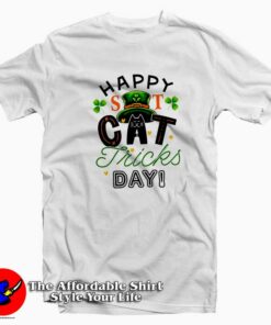 Happy St Cat Tricks Day Leprechaun Hat T-Shirt Gift Irish Day
