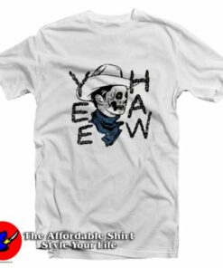 Hard Livin Cowboy Skull Graphic T-Shirt On Sale
