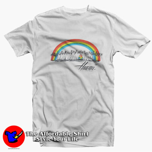 Hawaii Rainbow Palm Trees Unisex T-Shirt On Sale