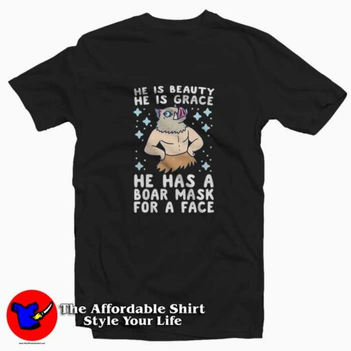 He Has a Boar Mask for a Face Demon Slayer T-shirt On Sale