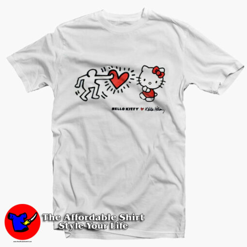 Hello Kitty x Keith Haring Vintage Cartoon T-Shirt On Sale