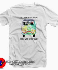 Hippie Cats On a Dark Desert Highway Funny T-Shirt