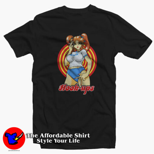 Hook Ups Milk Smoker Girl Anime Funny T-shirt On Sale