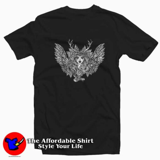 Horned Evil Angel Goth Satanic Halloween T-shirt On Sale