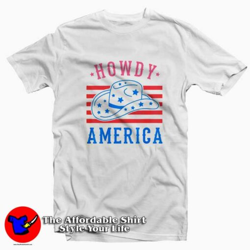 Howdy America Western July 4th Graphic T-Shirt On Sale