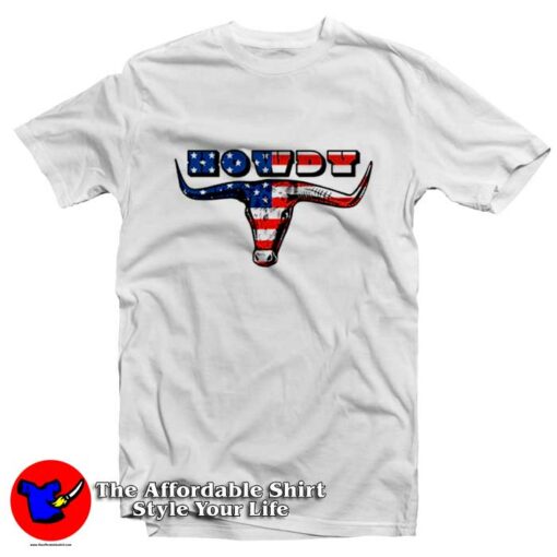 Howdy Bull American Flag Graphic T-Shirt On Sale