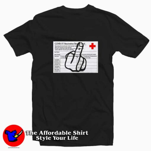 I Identify As Vaccinated Middle Finger Unisex T-shirt On Sale