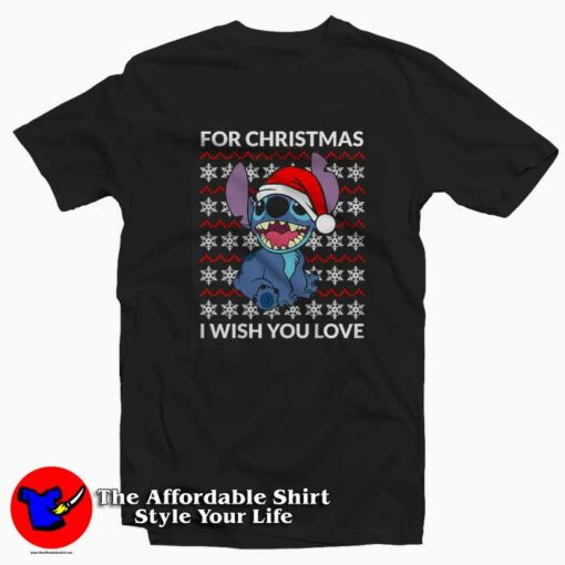 I Wish You Love Lilo and Stitch Christmas T-shirt On Sale