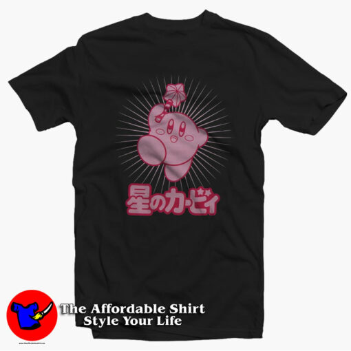 Japan Kirby Pink Star Rod Funny Unisex T-shirt On Sale